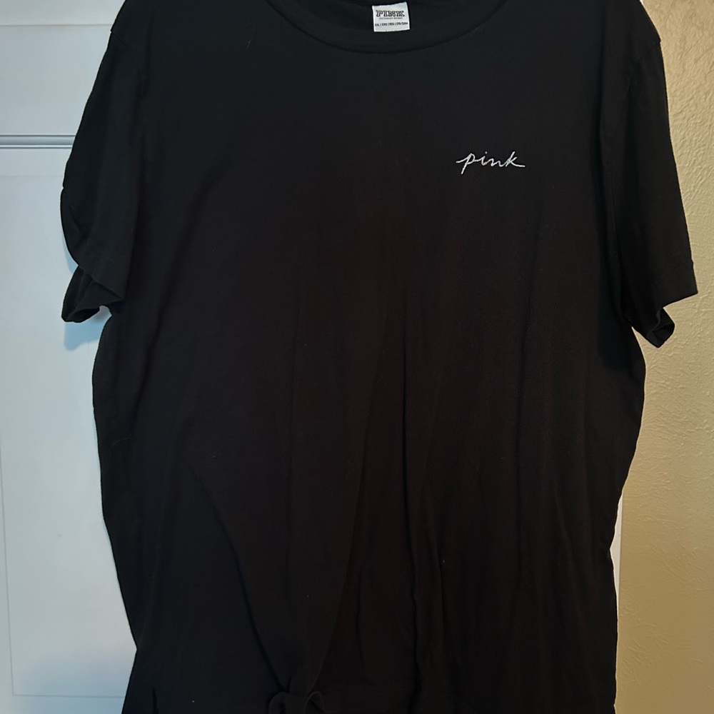 PINK Victoria's Secret Black Tee with White Logo